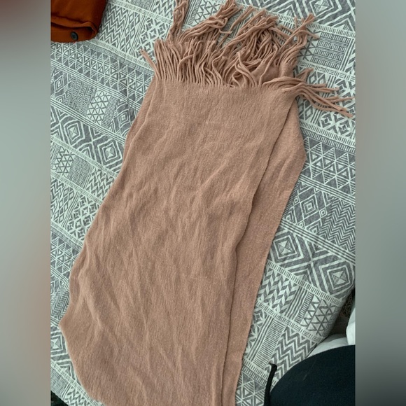 Chunky scarf, pretty light pink coral ish color, worn once. - Picture 3 of 3